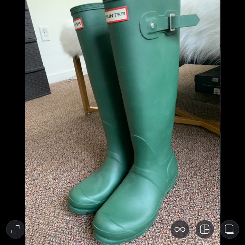 Hunter Womens Original Tall Rain Boots Matte Green